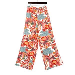 RD & Koko Multicolor Boho Floral Print‎ High Waisted Wide Leg Pants Medium